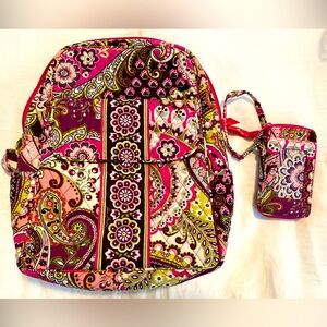 Vera Bradley Backpack and Wallet Wristlet, Paisley
